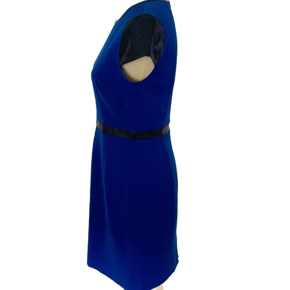 Cremieux Royal Blue Faux Leather Detail Cap Sleeve - Picture 3 of 7